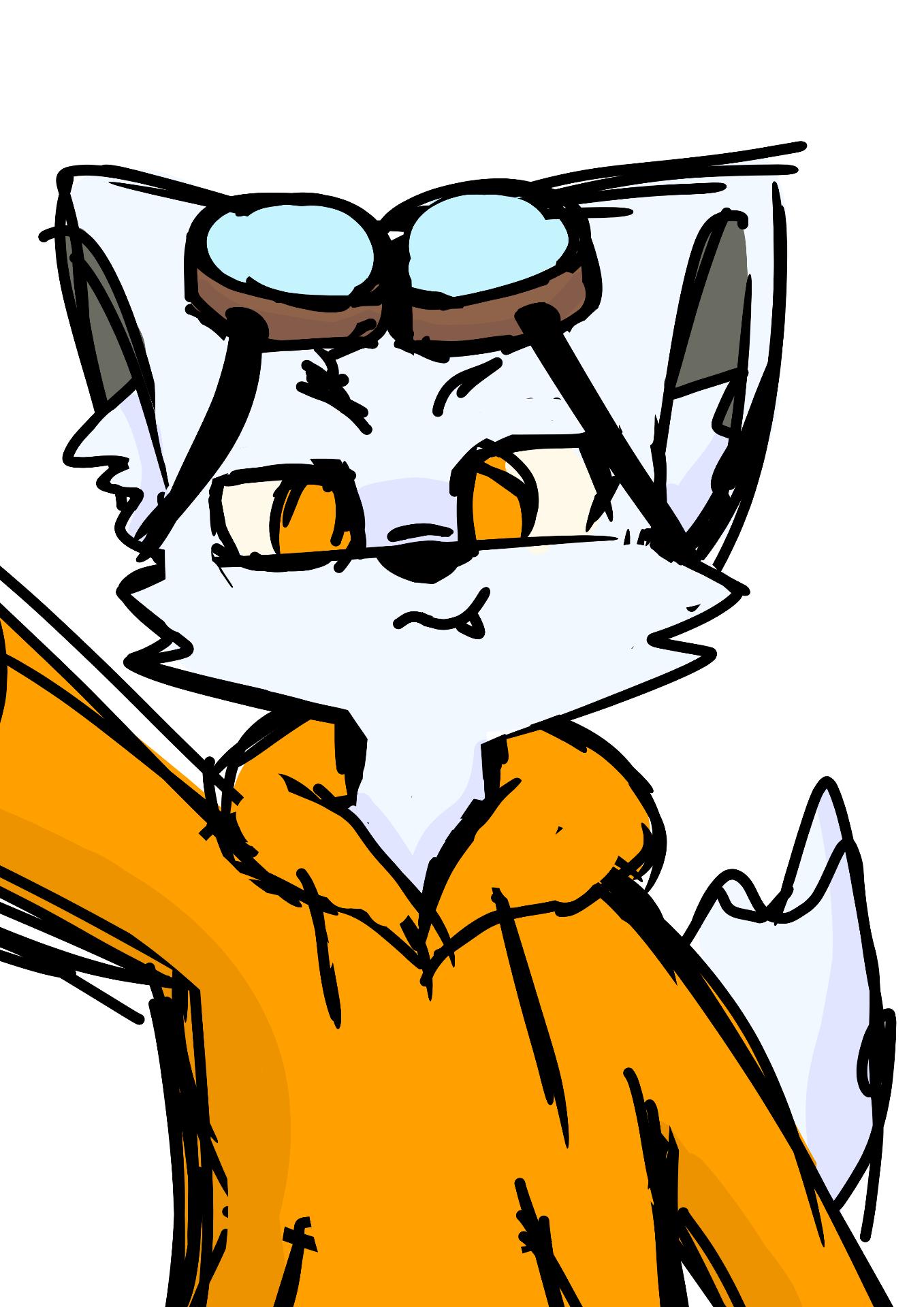 Wiikifox looking at you with a snarky face, hand on the wall