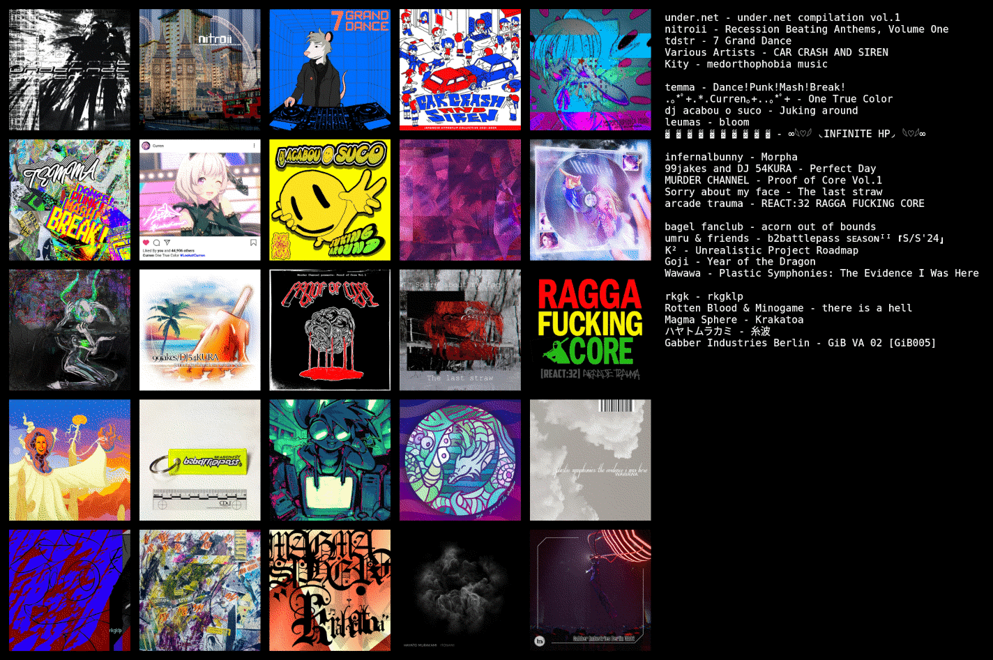 an image of 25 album covers next to the respective album artists and album names